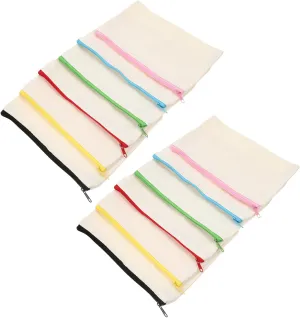 12pcs Canvas Zipper Pouch Makeup Bag Toiletry Bag Travel Organizer Diy Craft