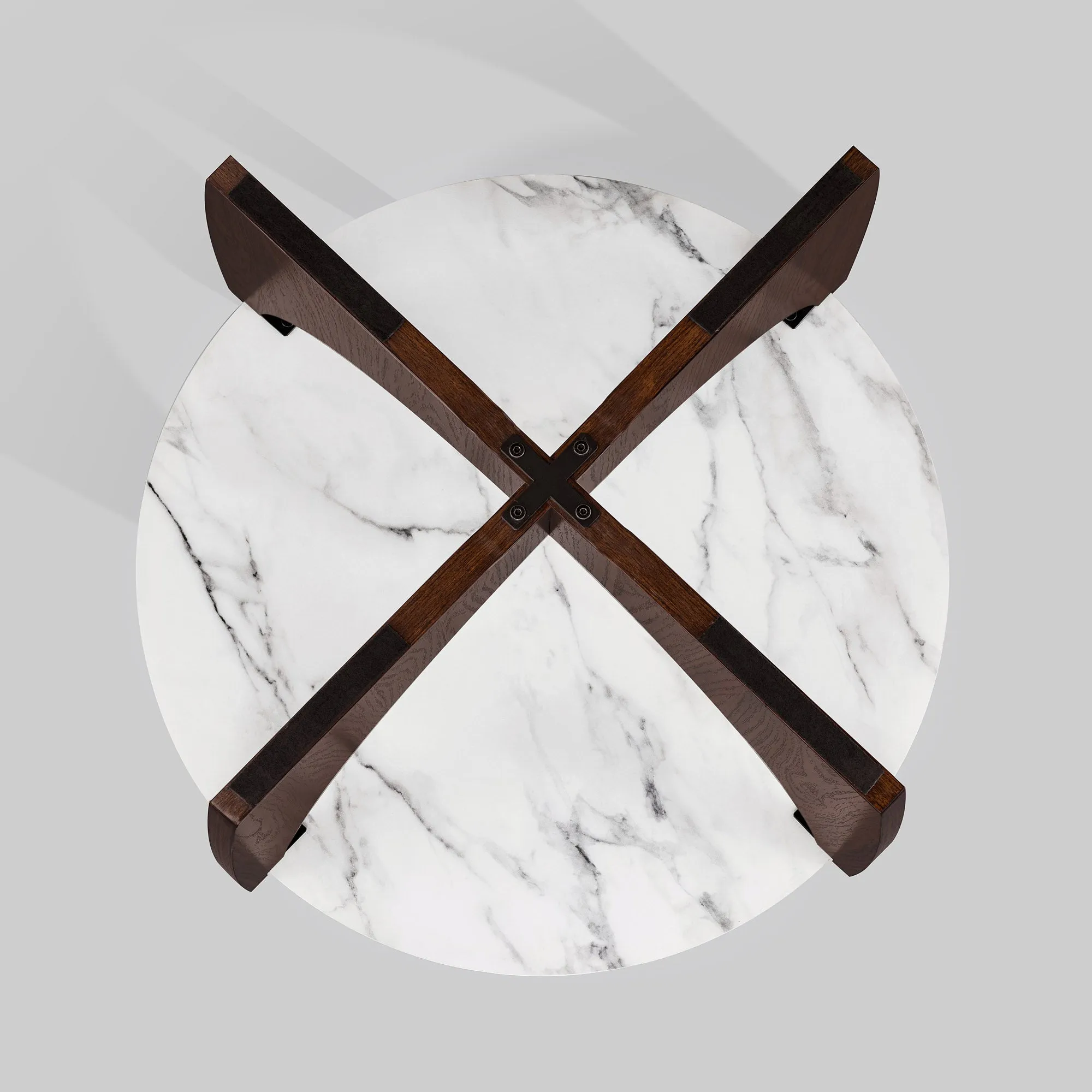 28" Round Coffee Table – Stylish Crossed Arch Base Perfect for Modern Living Room or Home Office