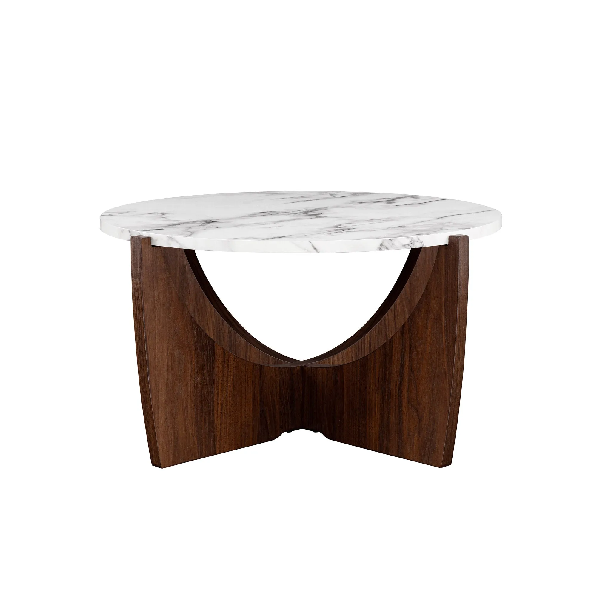 28" Round Coffee Table – Stylish Crossed Arch Base Perfect for Modern Living Room or Home Office
