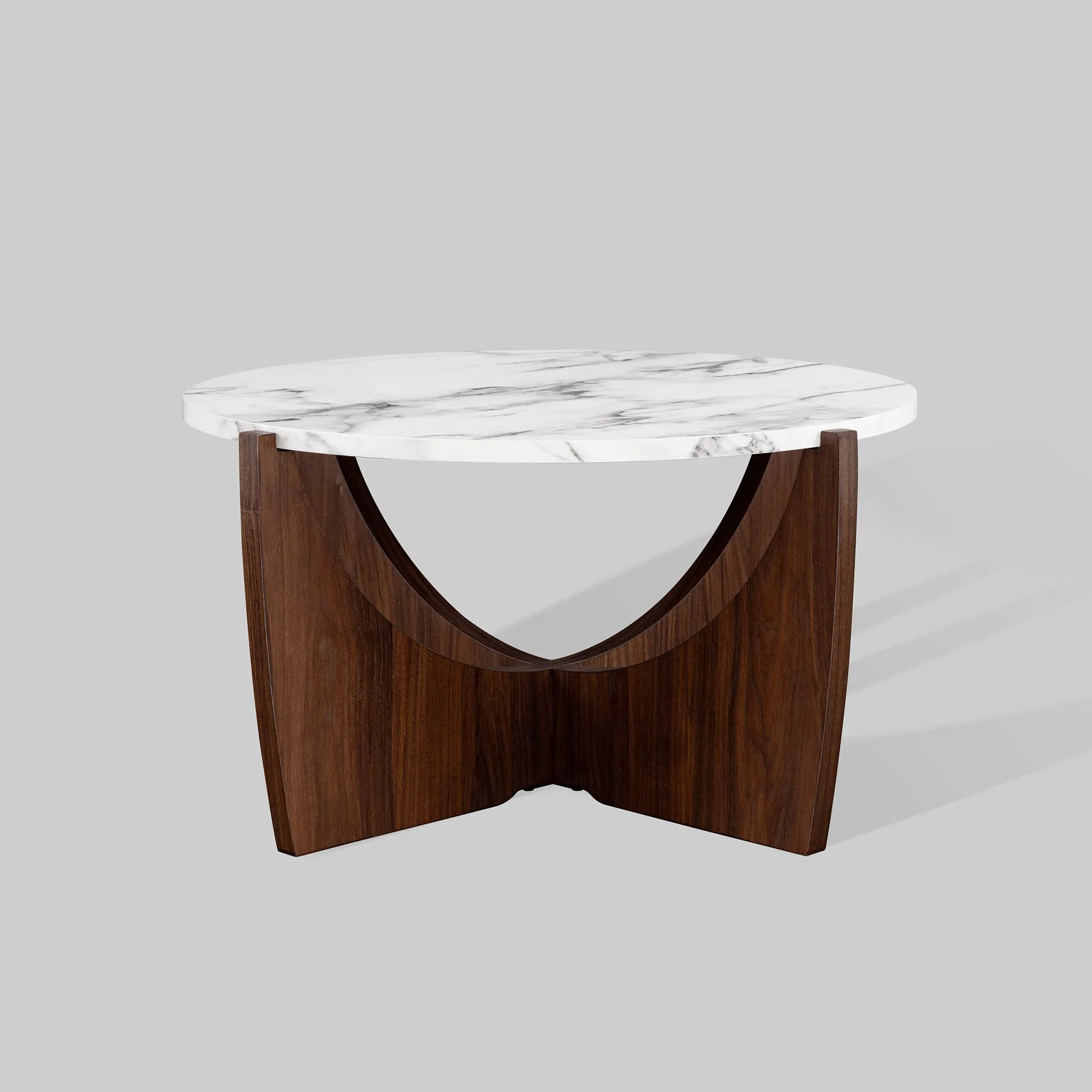 28" Round Coffee Table – Stylish Crossed Arch Base Perfect for Modern Living Room or Home Office