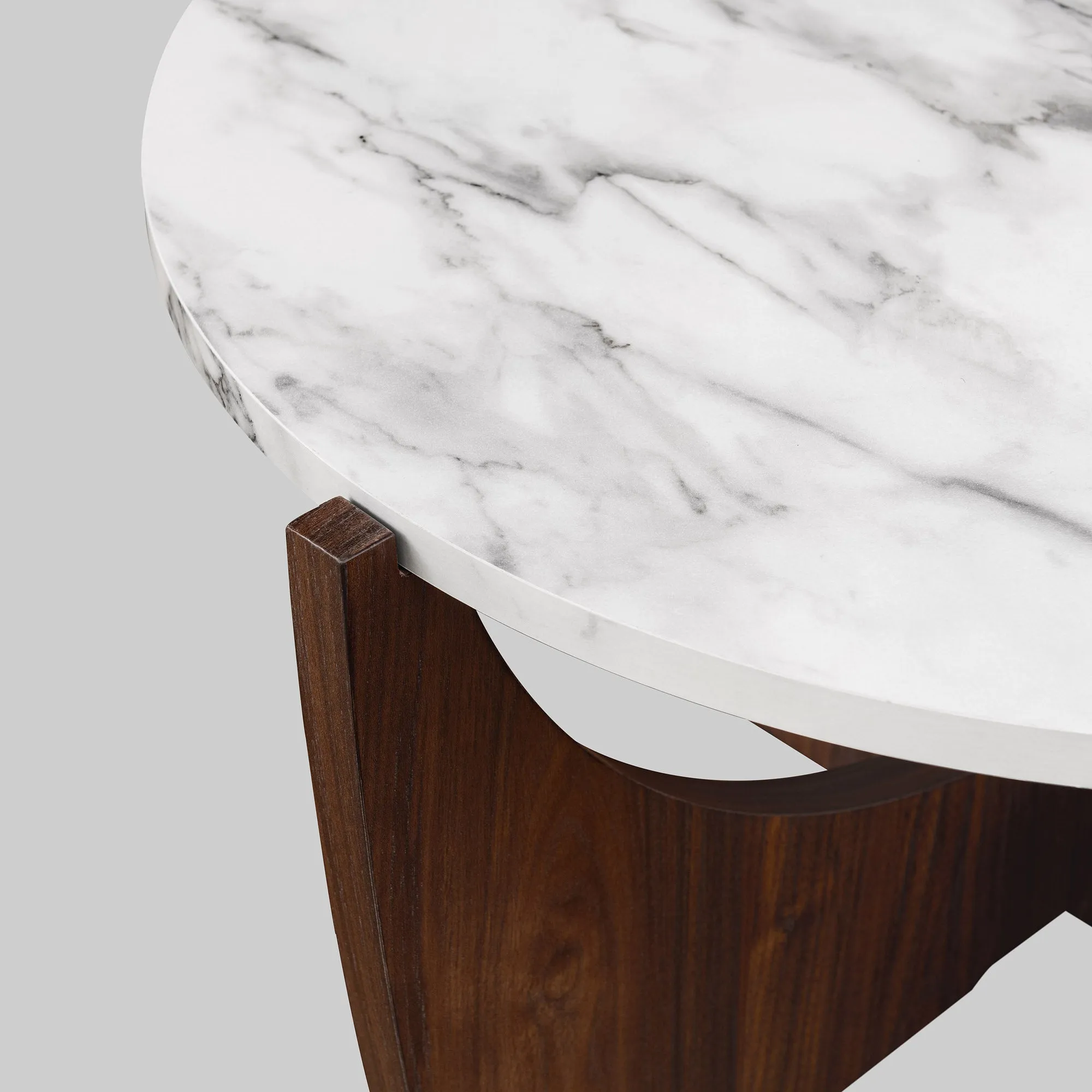 28" Round Coffee Table – Stylish Crossed Arch Base Perfect for Modern Living Room or Home Office