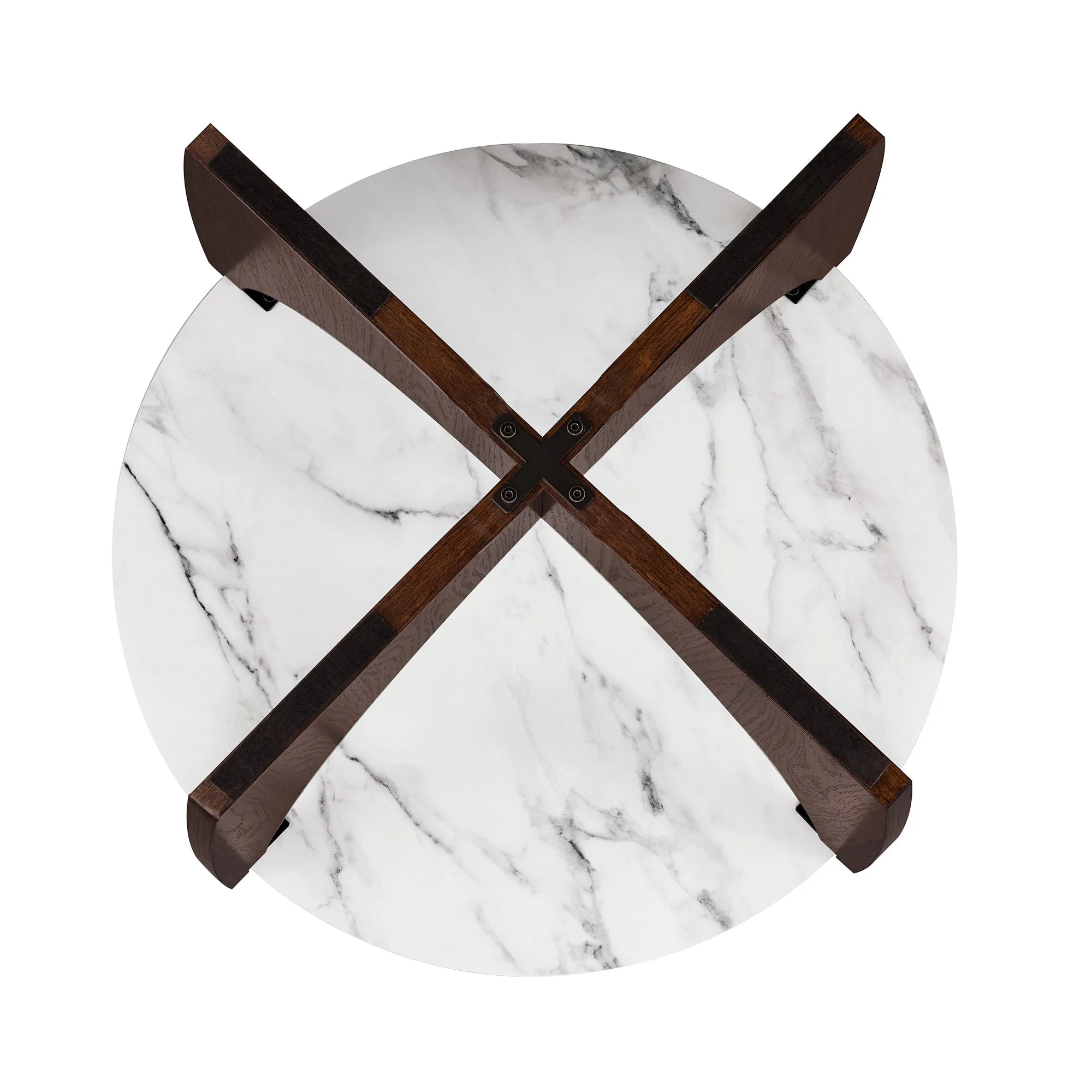 28" Round Coffee Table – Stylish Crossed Arch Base Perfect for Modern Living Room or Home Office