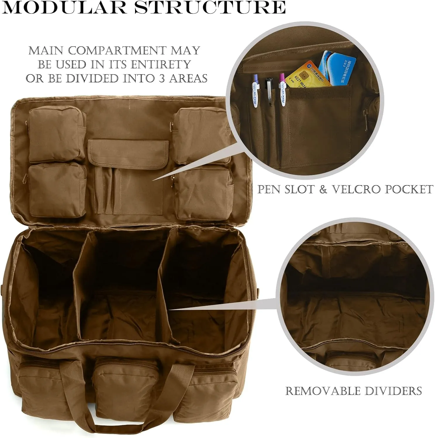 3 In 1 Military Duffel Bag 50L Gym Bag for Men Convertible Weekender Backpack for Sports Travel Basketball