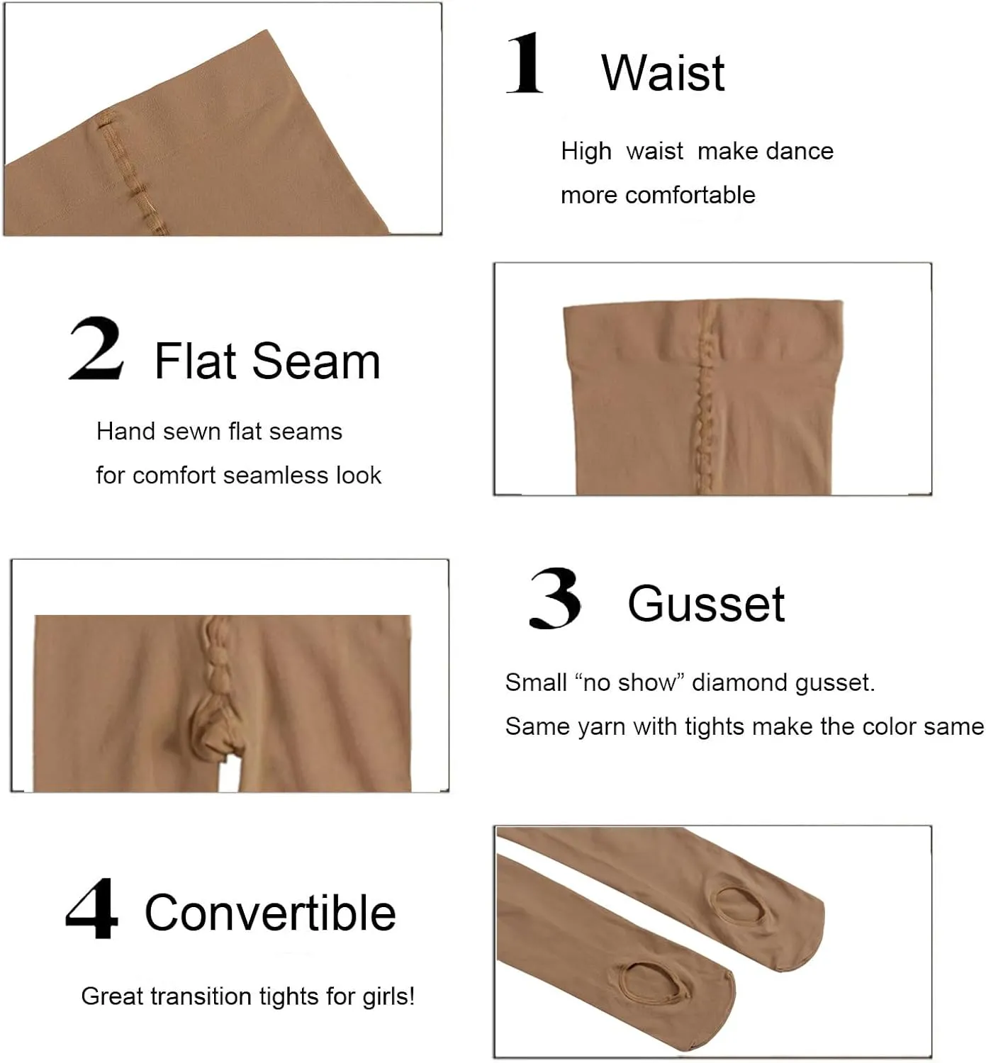 3 Pairs Ballet Dance Tights -toddler Girl Women