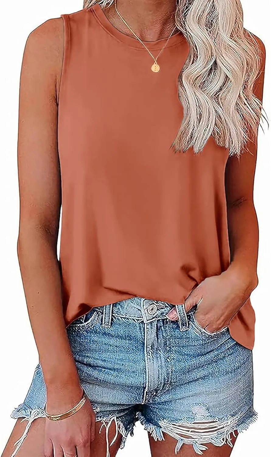 3/5 Pack Womens Tank Tops 2025 Summer Beach Vacation Fashion Outfits Crew Neck Sleeveless Loose Fit Casual Shirts Clothes