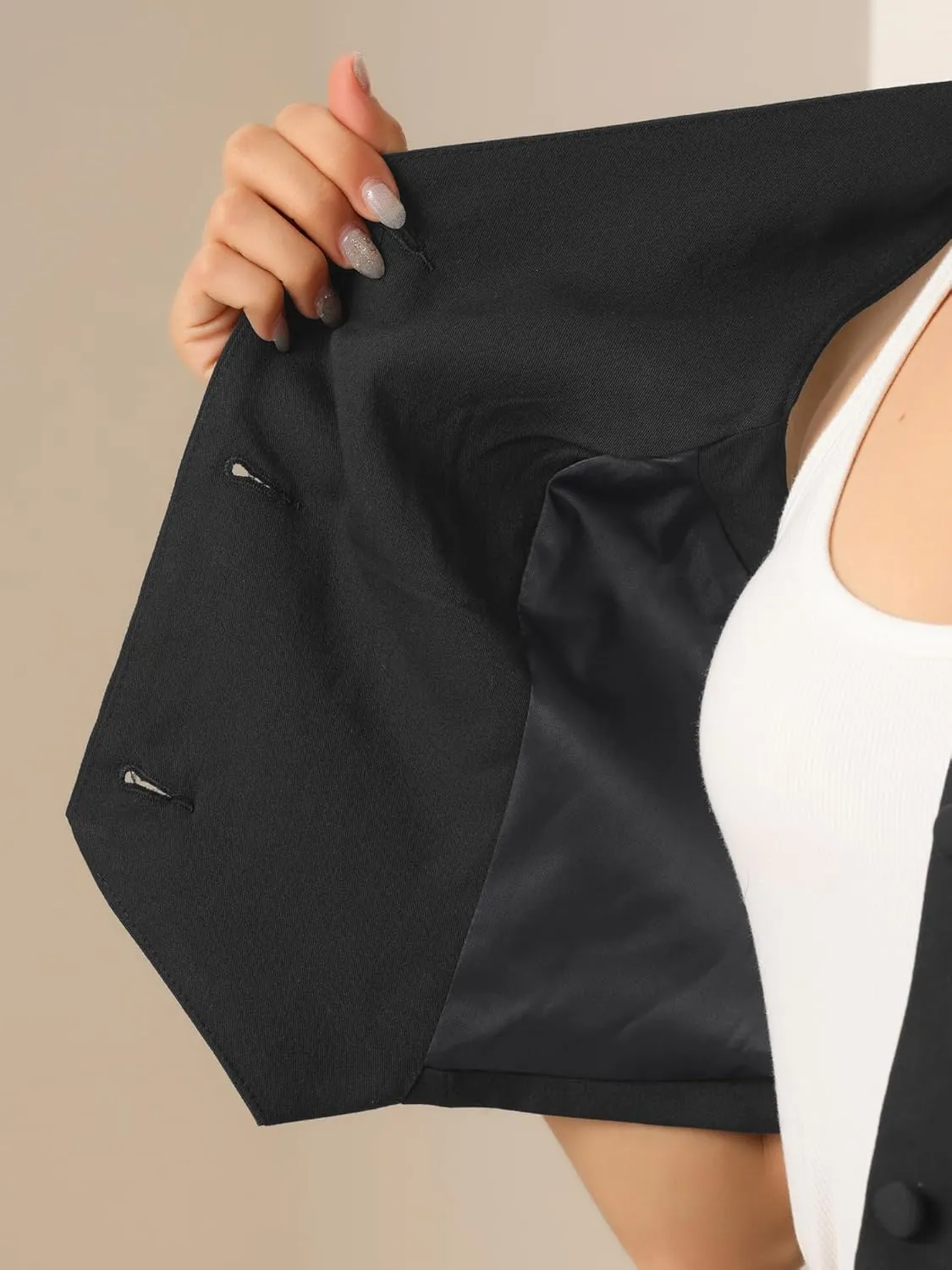 Allegra K Vest Pants Suits for Women's Dressy Two Piece Business Outfits Sleeveless Blazer Wide Leg Pants Sets