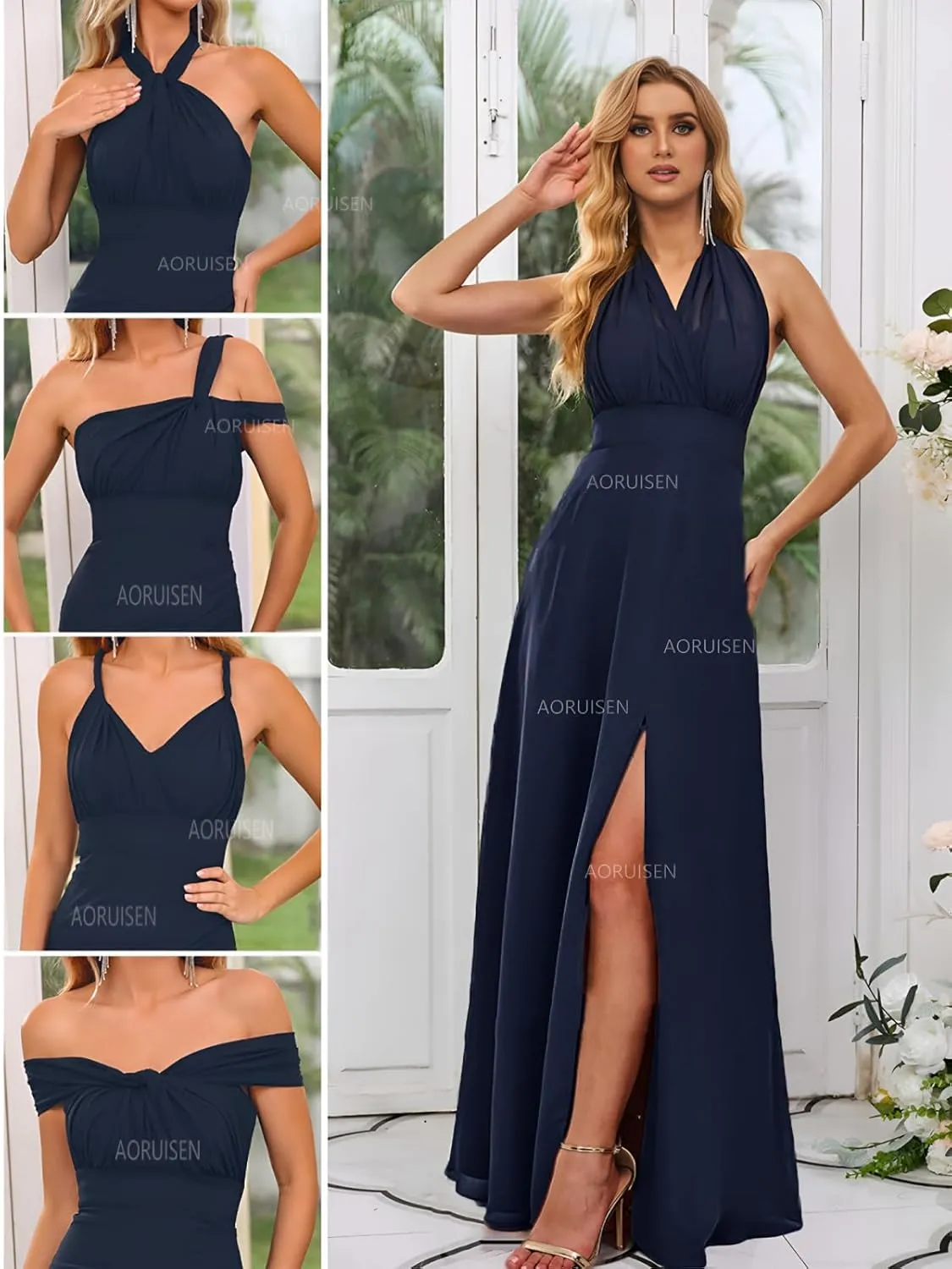 Aoruisen Infinity Dress with Bandeau Convertible Bridesmaid Dresses for Wedding Long Multi-Way Dress Twist Wrap Dress