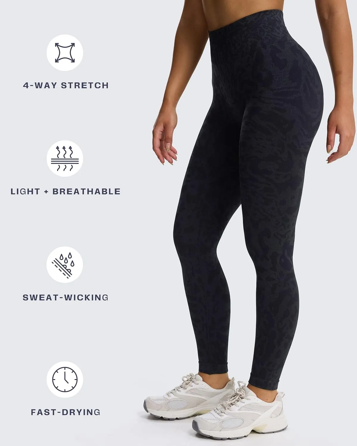 Aoxjox Women's High Waist Seamless Camo Hidden Scrunch Legging Knit Workout Yoga Pants 23"