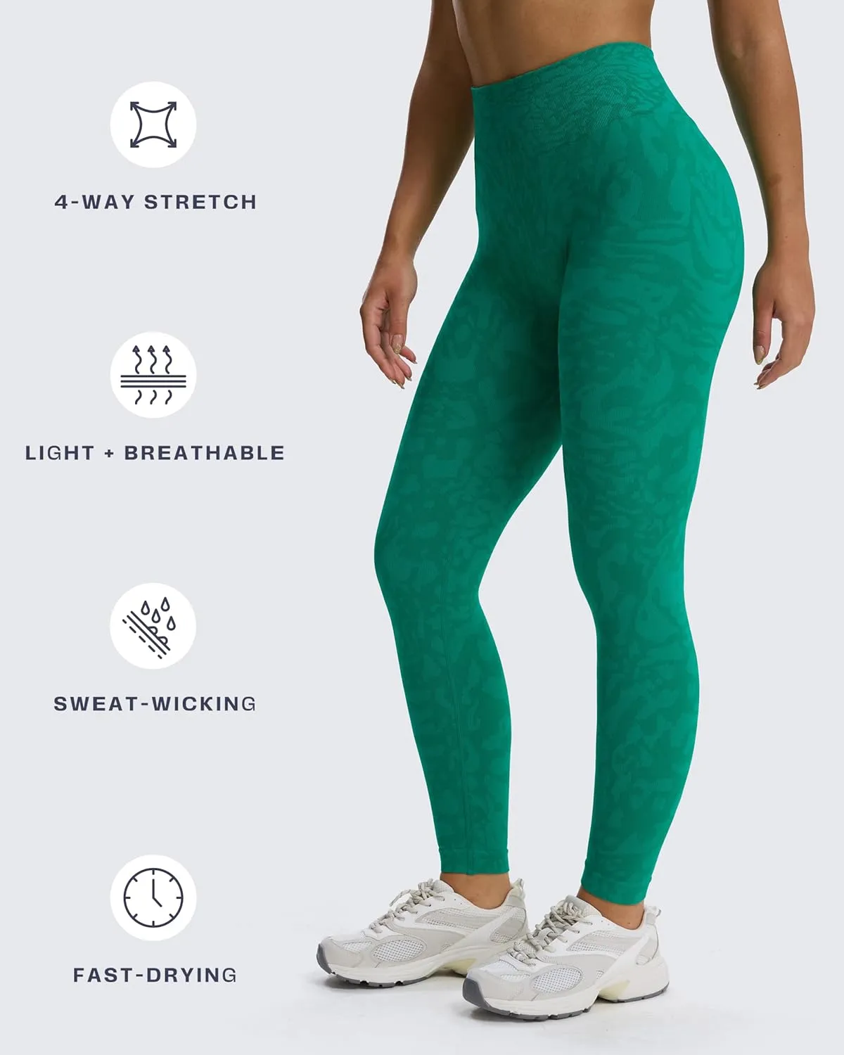 Aoxjox Women's High Waist Seamless Camo Hidden Scrunch Legging Knit Workout Yoga Pants 23"