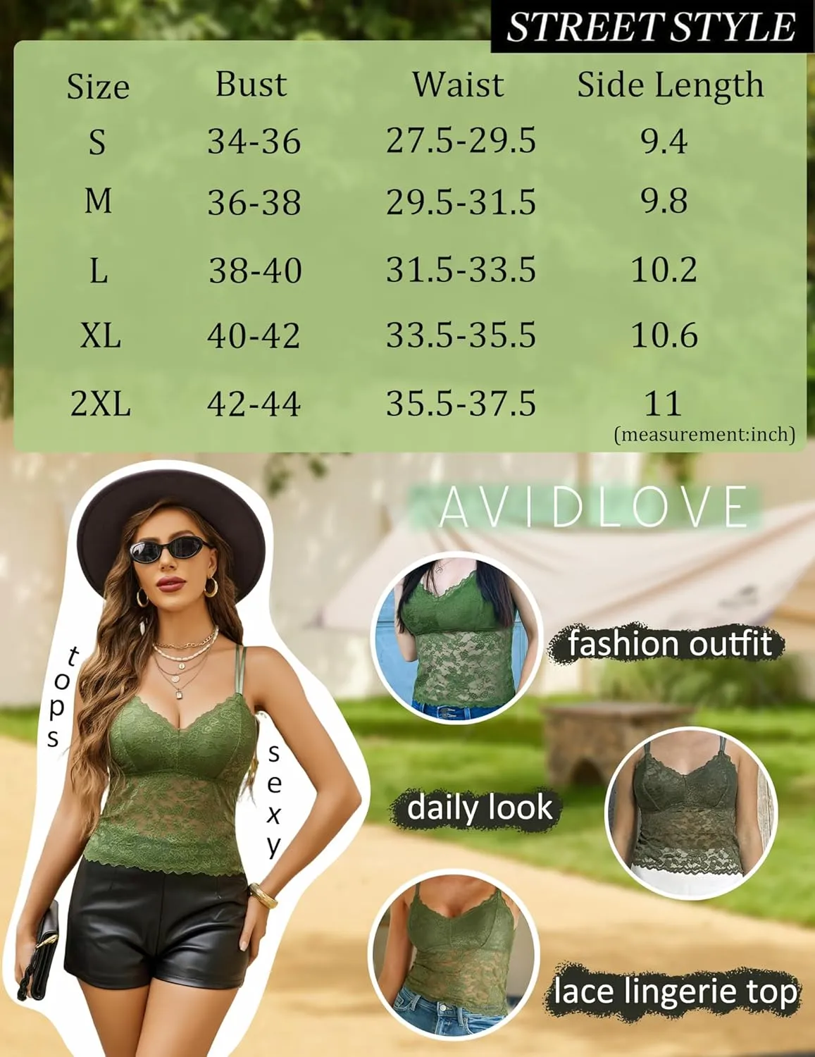 Avidlove Lace Bralette for Women V Neck Camisole Lingerie Spaghetti Strap Tube Slim Tank Top