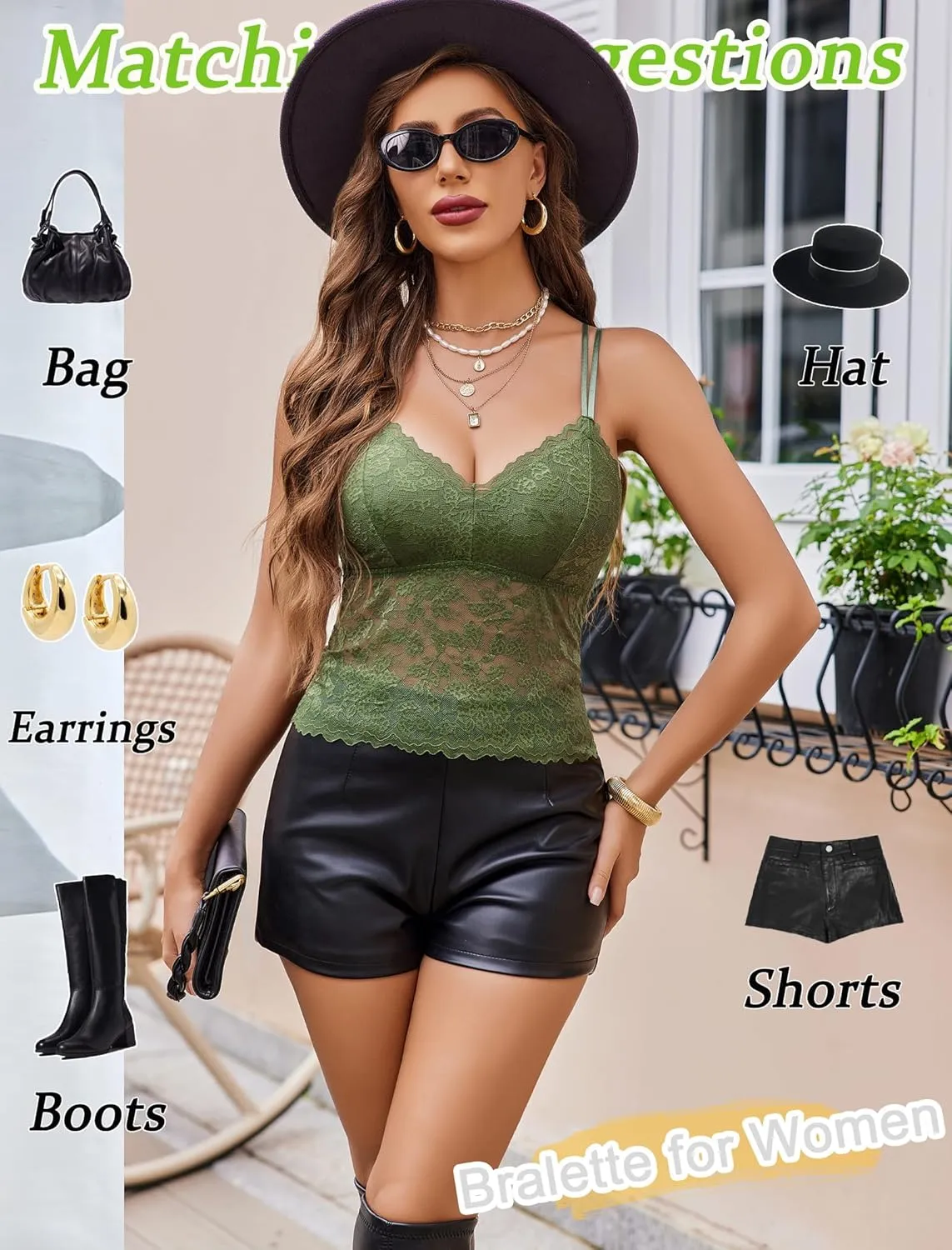 Avidlove Lace Bralette for Women V Neck Camisole Lingerie Spaghetti Strap Tube Slim Tank Top