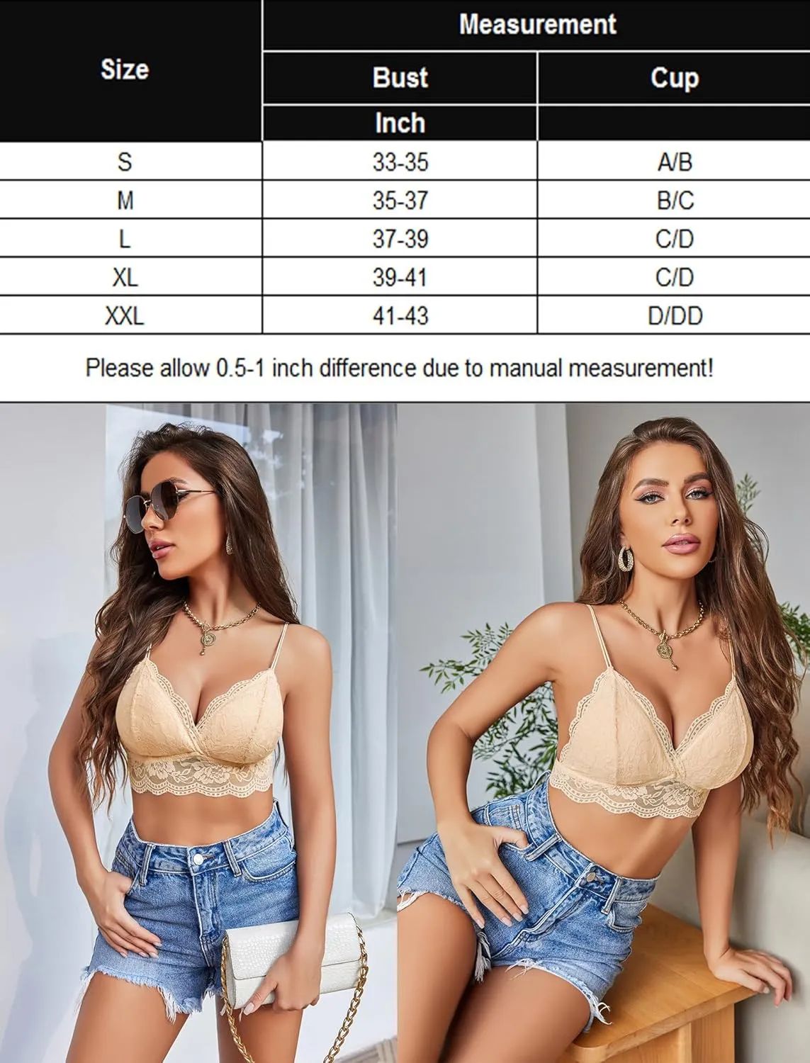 Avidlove Lace Bralette for Women V Neck Tank Top Spaghetti Strap Tube Slim Camisole Lingerie with Detachable Padded