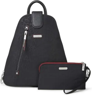 Baggallini Metro Backpack with RFID Phone Wristlet - 9x11 Convertible Sling Bag for Women with Adjustable Shoulder Straps