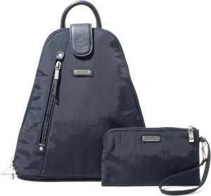 Baggallini Metro Backpack with RFID Phone Wristlet - 9x11 Convertible Sling Bag for Women with Adjustable Shoulder Straps