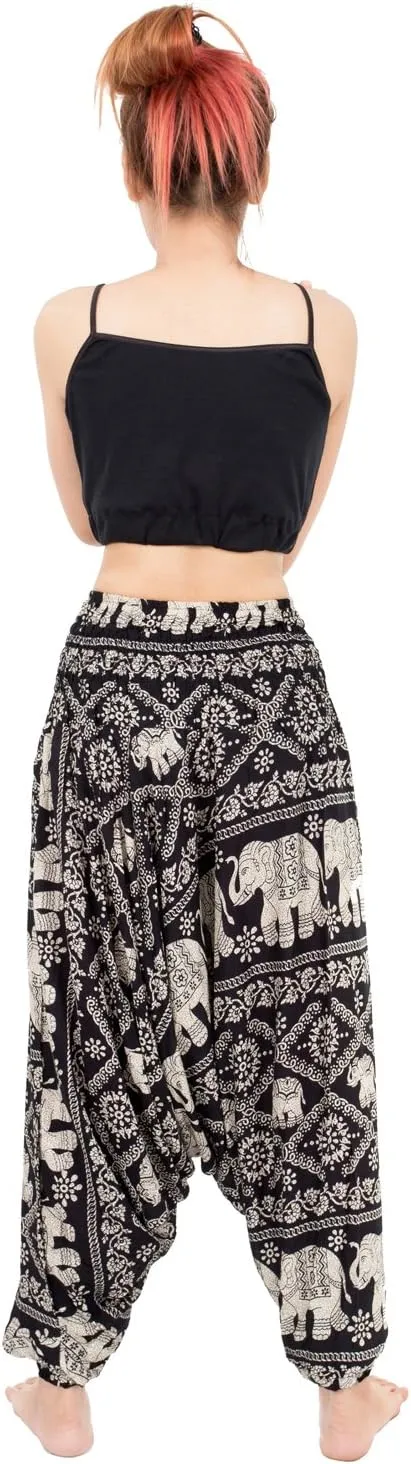 Banjamath Women's Peacock Print Aladdin Harem Hippie Pants Jumpsuit