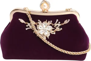 Beaupretty Chic Women's Dinner Bag Banquet Purse Party Handbag Wedding Evening Bag Rhinestone Clutch Purse Plush Material