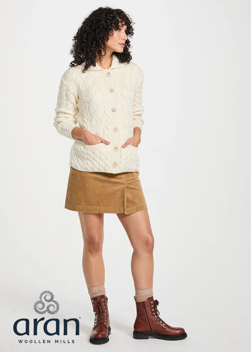 Belcarra Ladies Aran Cardigan | Natural
