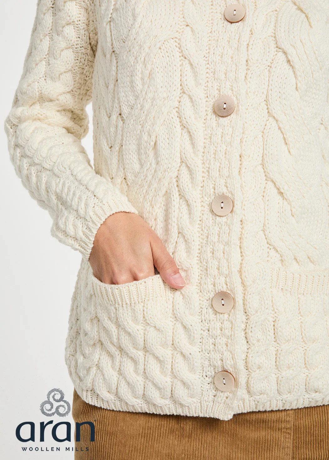 Belcarra Ladies Aran Cardigan | Natural