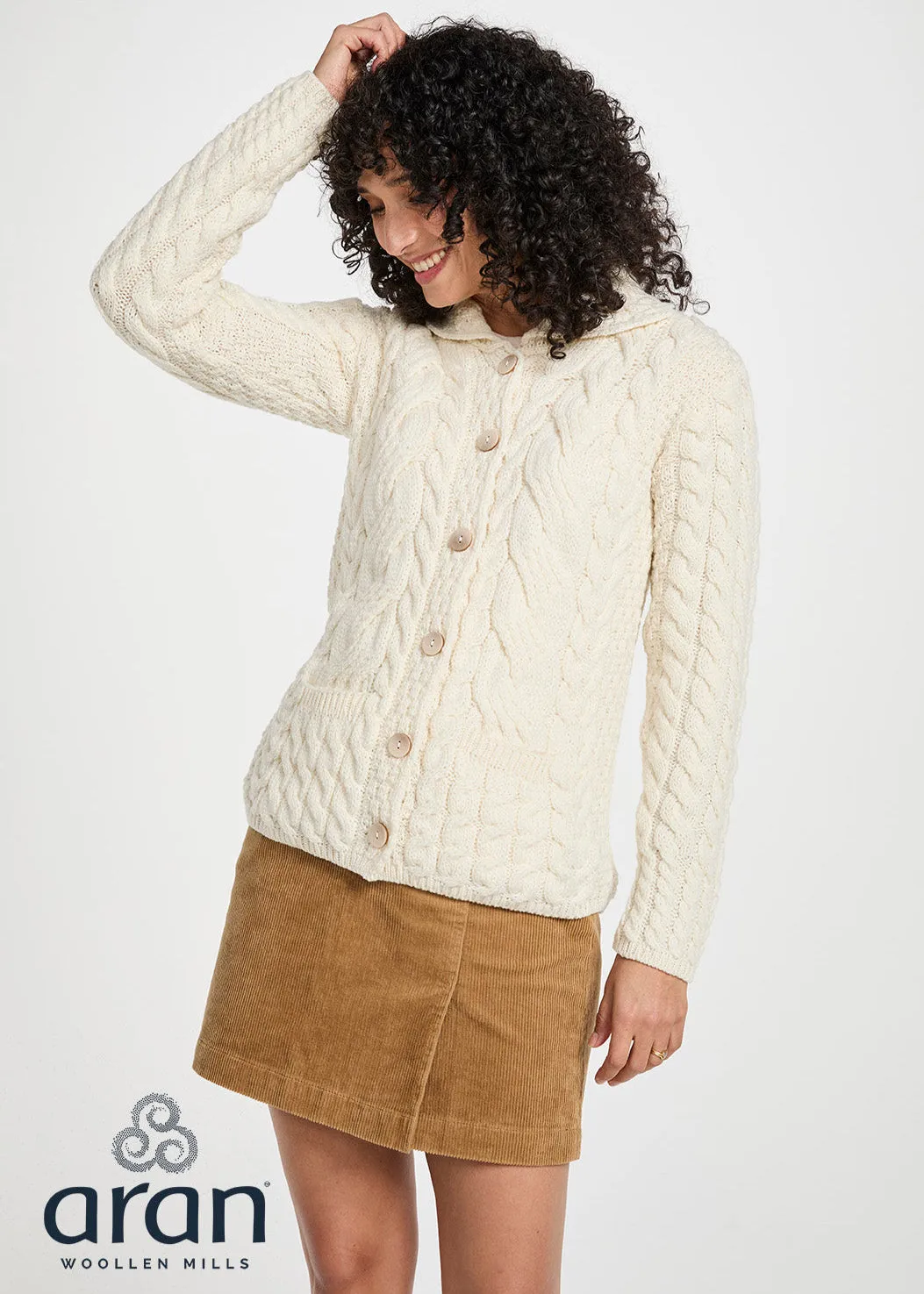 Belcarra Ladies Aran Cardigan | Natural