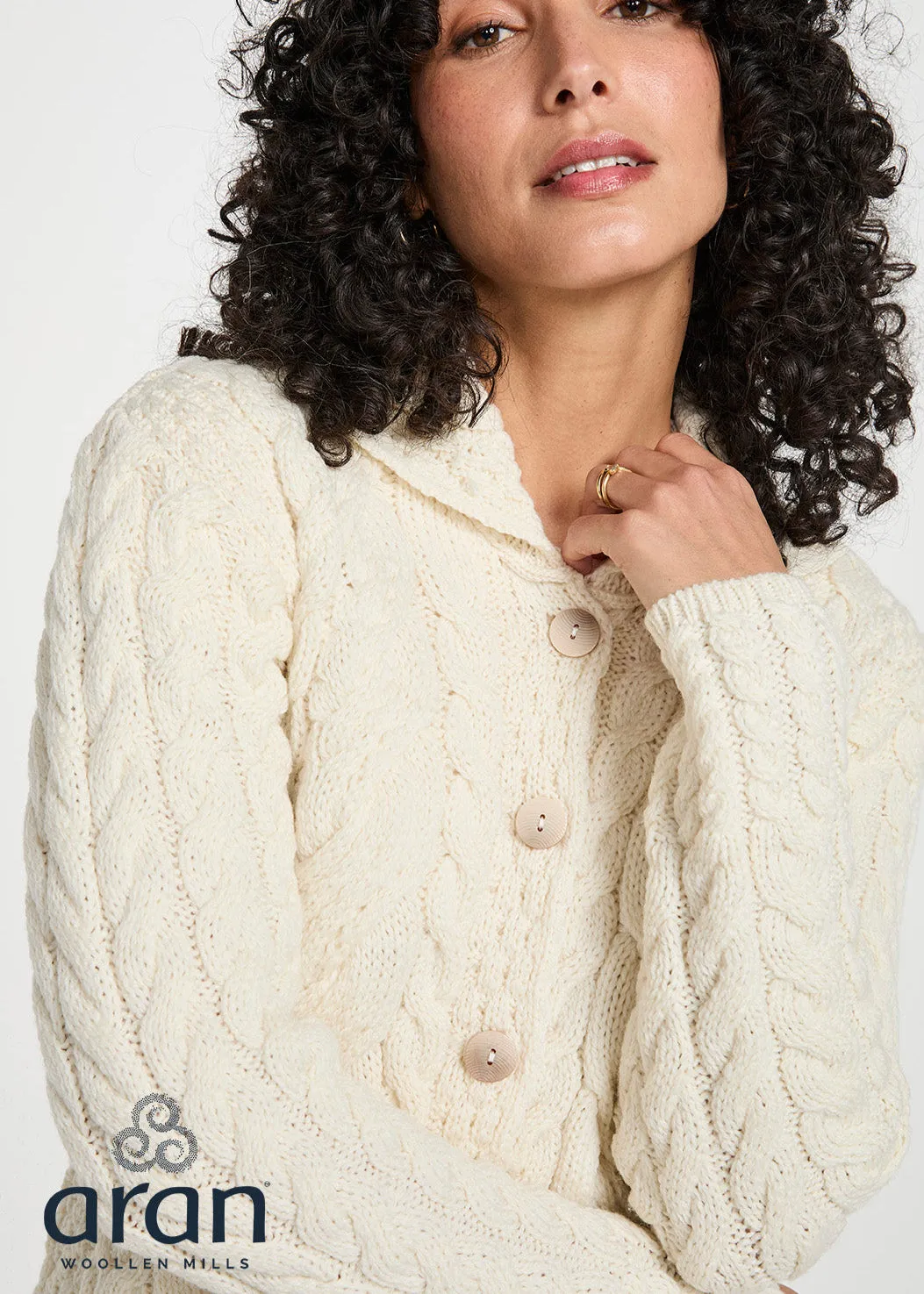 Belcarra Ladies Aran Cardigan | Natural