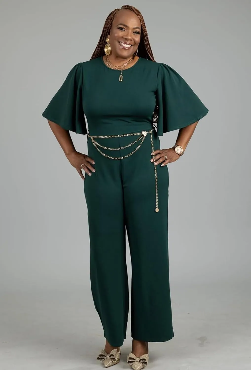 BessCops Womens Loose Short Sleeve Belted Wide Leg Pant Romper Jumpsuit Casual Business One Piece Outfits