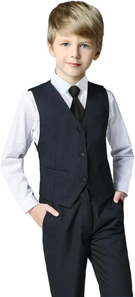 Boy Slim Fit Suit Kids Formal Suits for Boys Vest Pants and Shirt Set