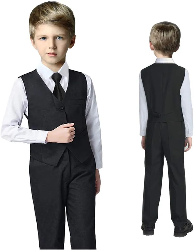 Boy Slim Fit Suit Kids Formal Suits for Boys Vest Pants and Shirt Set
