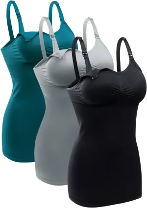 BRLIDO Womens Nursing Tank Tops Built in Bra for Breastfeeding Maternity Camisole Brasieres