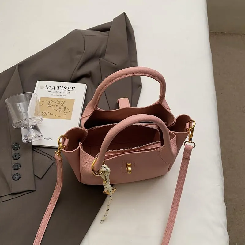 Bucket Bags for Women Crossbody Top Handle Bag Elegant Hobo Handbag Tote Purse Faux Leather Shoulder Bag with Zipper