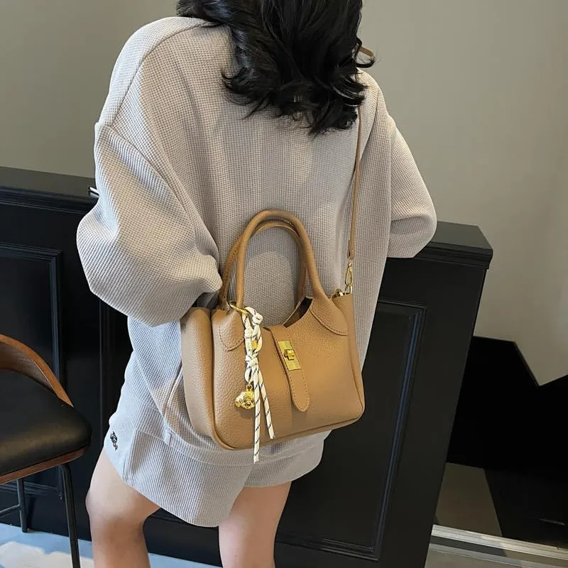 Bucket Bags for Women Crossbody Top Handle Bag Elegant Hobo Handbag Tote Purse Faux Leather Shoulder Bag with Zipper