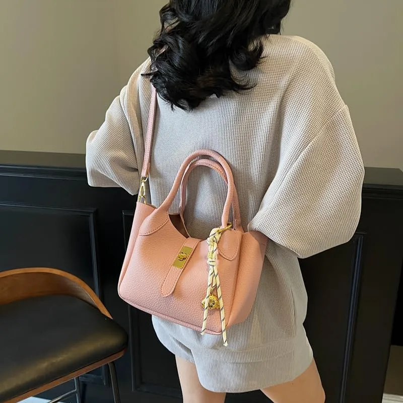 Bucket Bags for Women Crossbody Top Handle Bag Elegant Hobo Handbag Tote Purse Faux Leather Shoulder Bag with Zipper