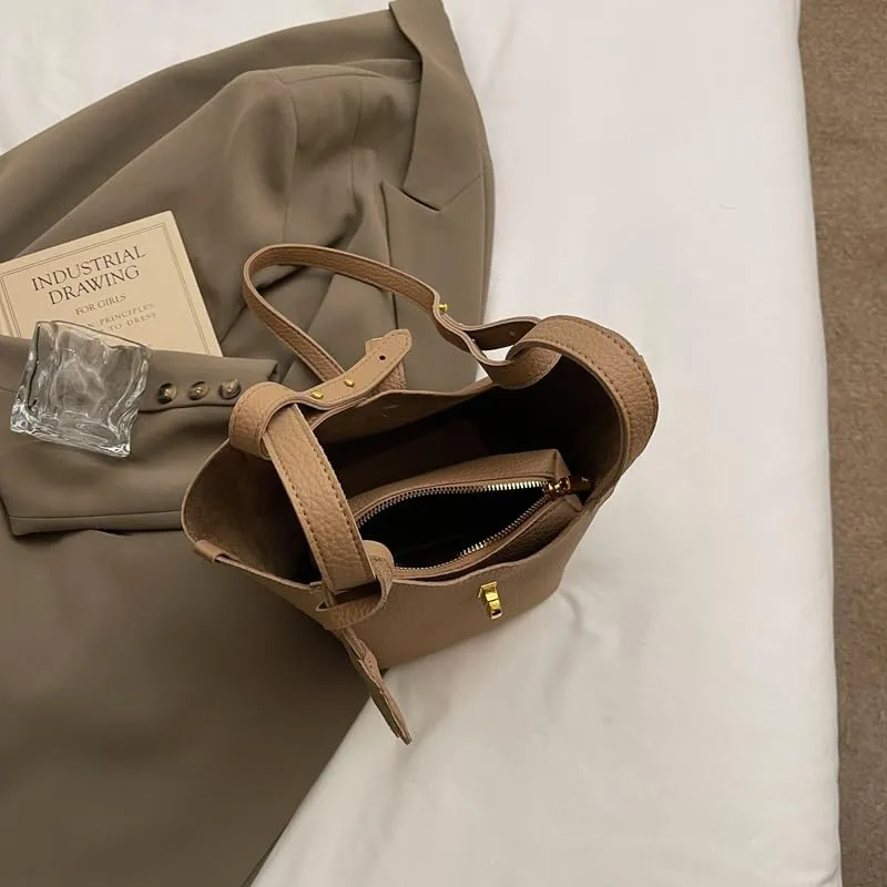 Bucket Bags for Women Trendy Shoulder Tote Handbags and Purses Small Crossbody Top Handle Bag with Zipper Pouch