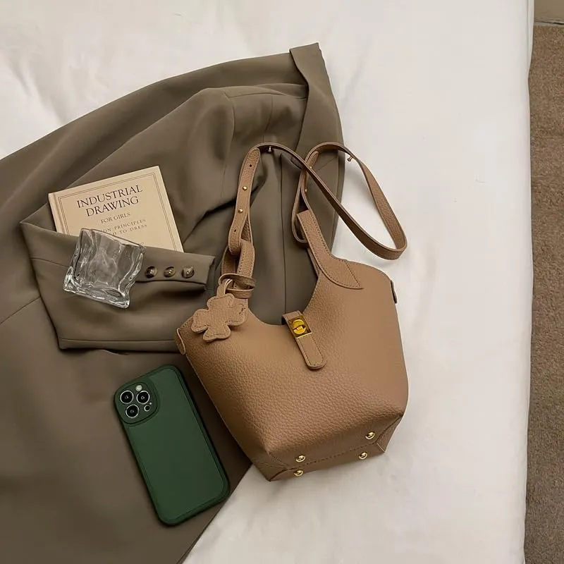 Bucket Bags for Women Trendy Shoulder Tote Handbags and Purses Small Crossbody Top Handle Bag with Zipper Pouch