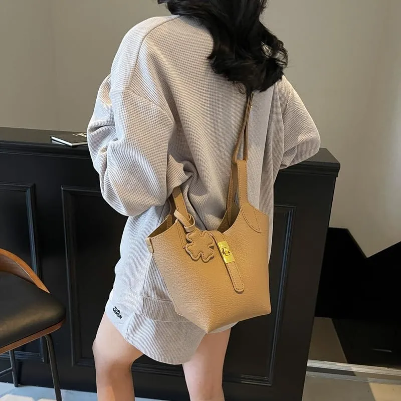Bucket Bags for Women Trendy Shoulder Tote Handbags and Purses Small Crossbody Top Handle Bag with Zipper Pouch
