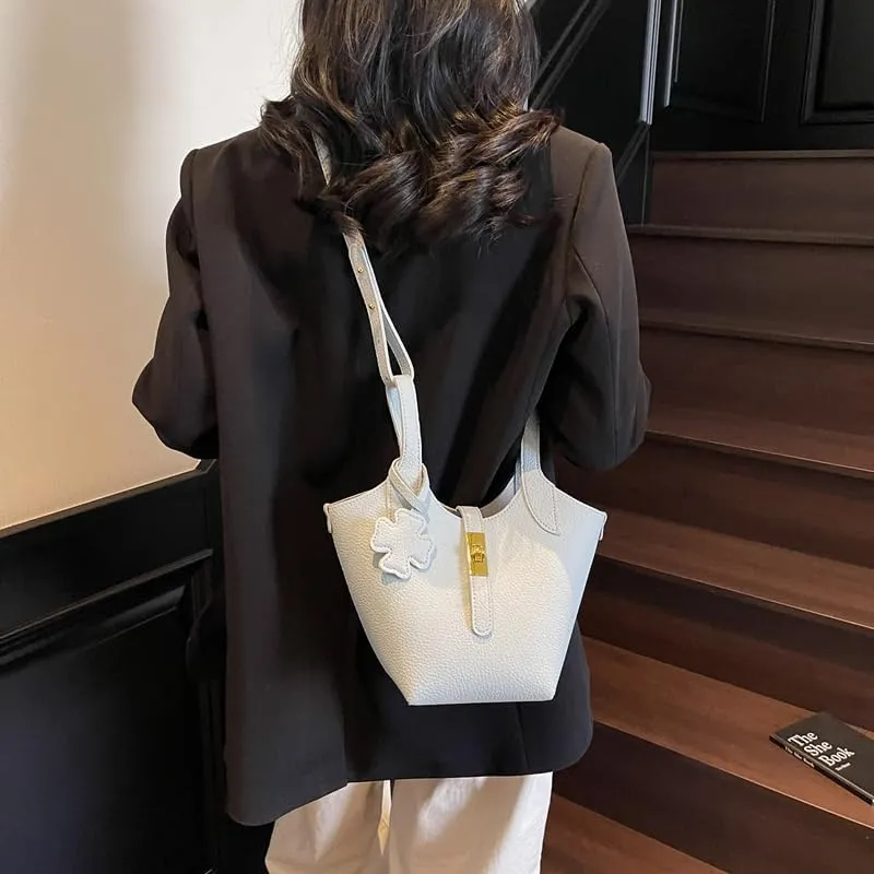 Bucket Bags for Women Trendy Shoulder Tote Handbags and Purses Small Crossbody Top Handle Bag with Zipper Pouch
