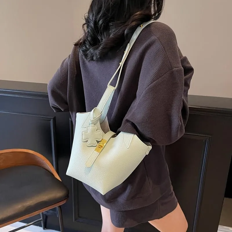 Bucket Bags for Women Trendy Shoulder Tote Handbags and Purses Small Crossbody Top Handle Bag with Zipper Pouch