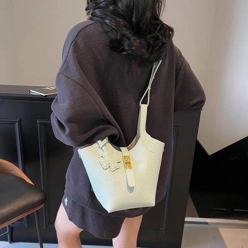 Bucket Bags for Women Trendy Shoulder Tote Handbags and Purses Small Crossbody Top Handle Bag with Zipper Pouch