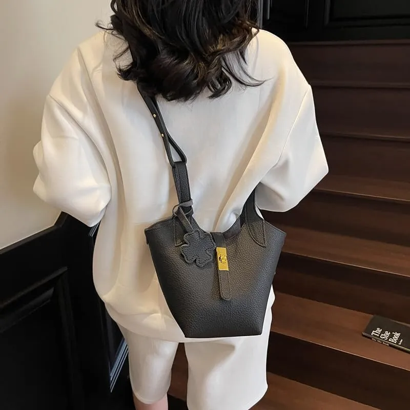 Bucket Bags for Women Trendy Shoulder Tote Handbags and Purses Small Crossbody Top Handle Bag with Zipper Pouch