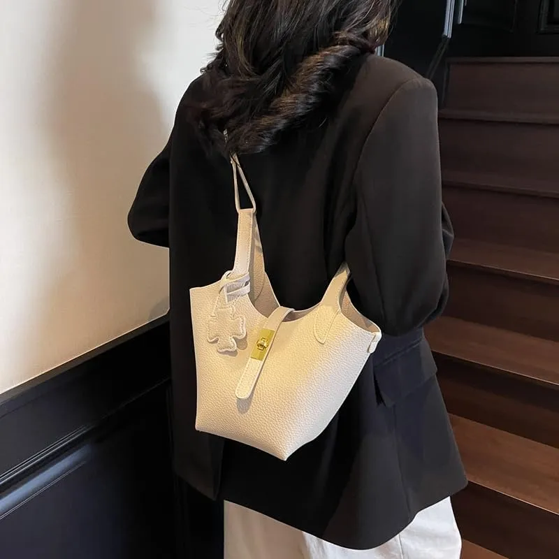 Bucket Bags for Women Trendy Shoulder Tote Handbags and Purses Small Crossbody Top Handle Bag with Zipper Pouch