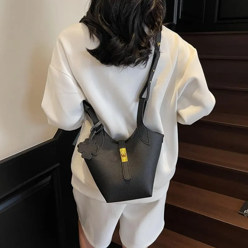 Bucket Bags for Women Trendy Shoulder Tote Handbags and Purses Small Crossbody Top Handle Bag with Zipper Pouch