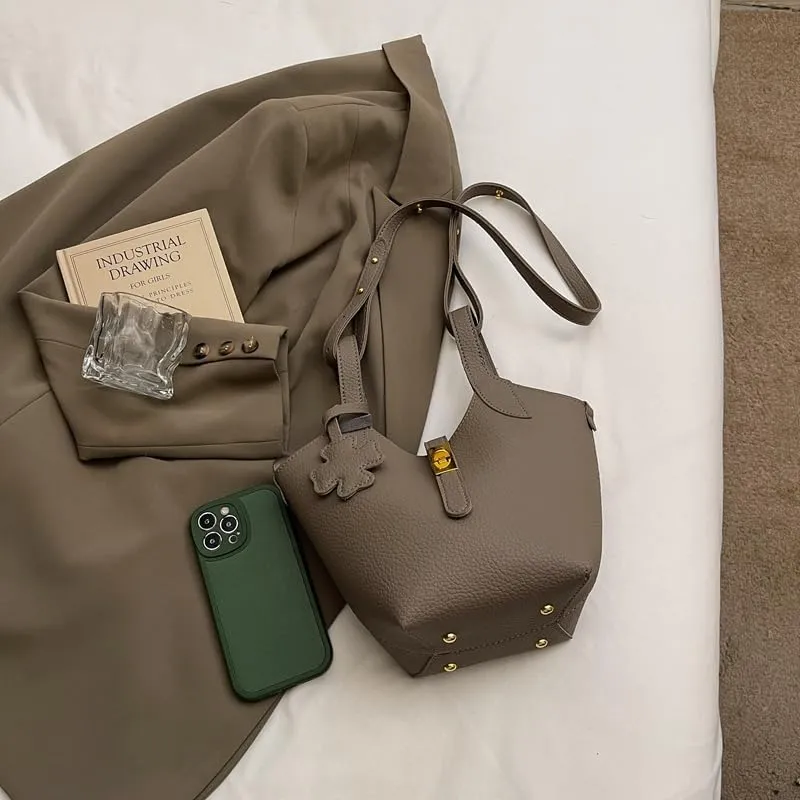 Bucket Bags for Women Trendy Shoulder Tote Handbags and Purses Small Crossbody Top Handle Bag with Zipper Pouch