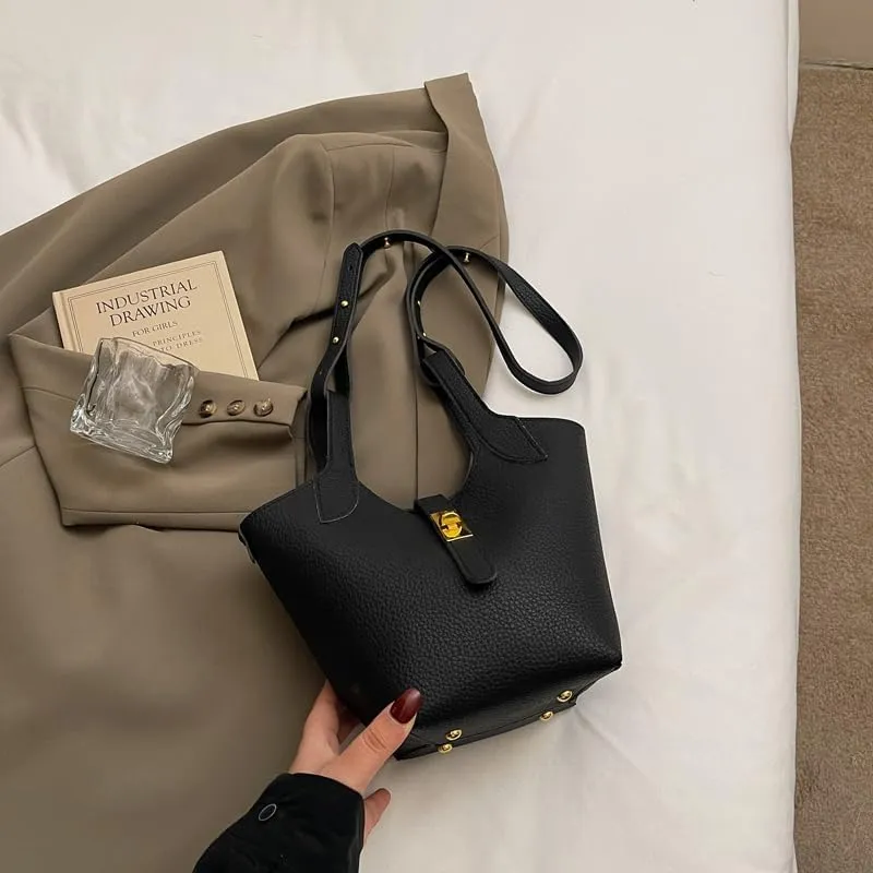 Bucket Bags for Women Trendy Shoulder Tote Handbags and Purses Small Crossbody Top Handle Bag with Zipper Pouch