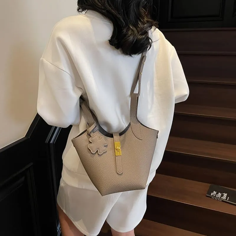 Bucket Bags for Women Trendy Shoulder Tote Handbags and Purses Small Crossbody Top Handle Bag with Zipper Pouch