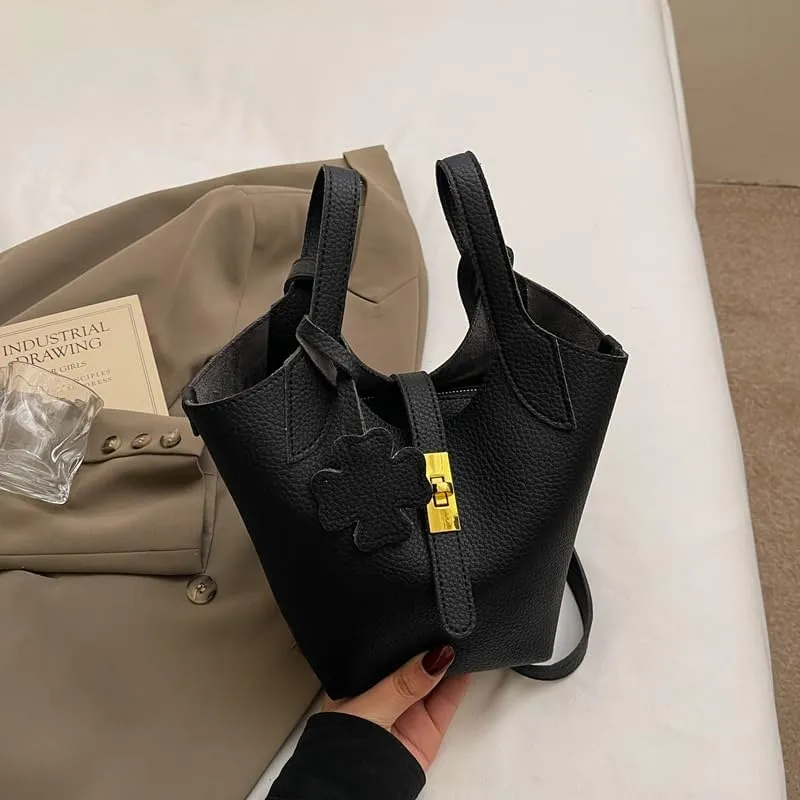 Bucket Bags for Women Trendy Shoulder Tote Handbags and Purses Small Crossbody Top Handle Bag with Zipper Pouch