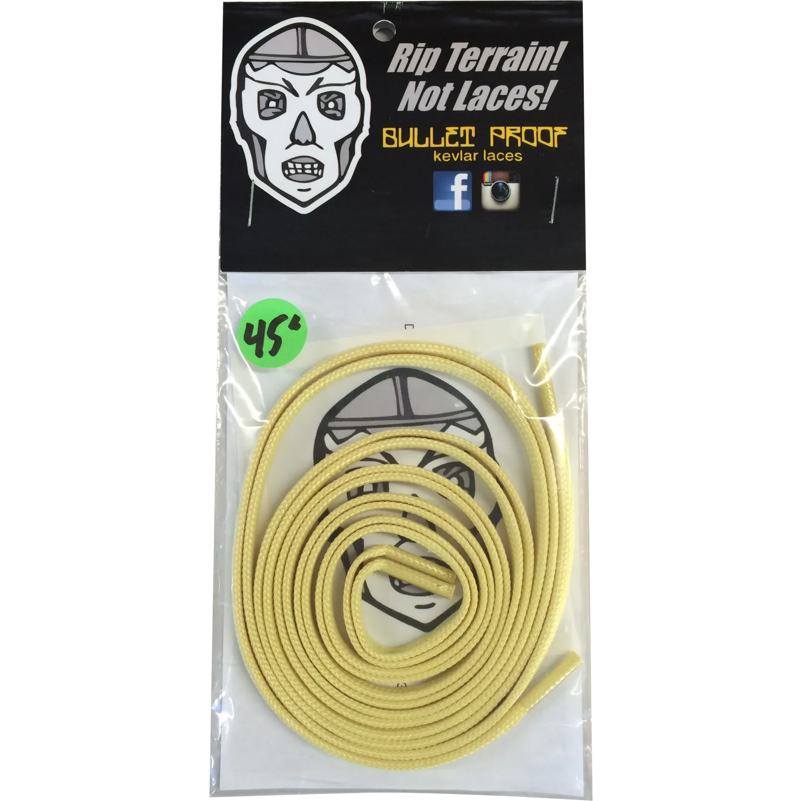 BULLETPROOF KEVLAR SHOE LACES 45" GOLD single set