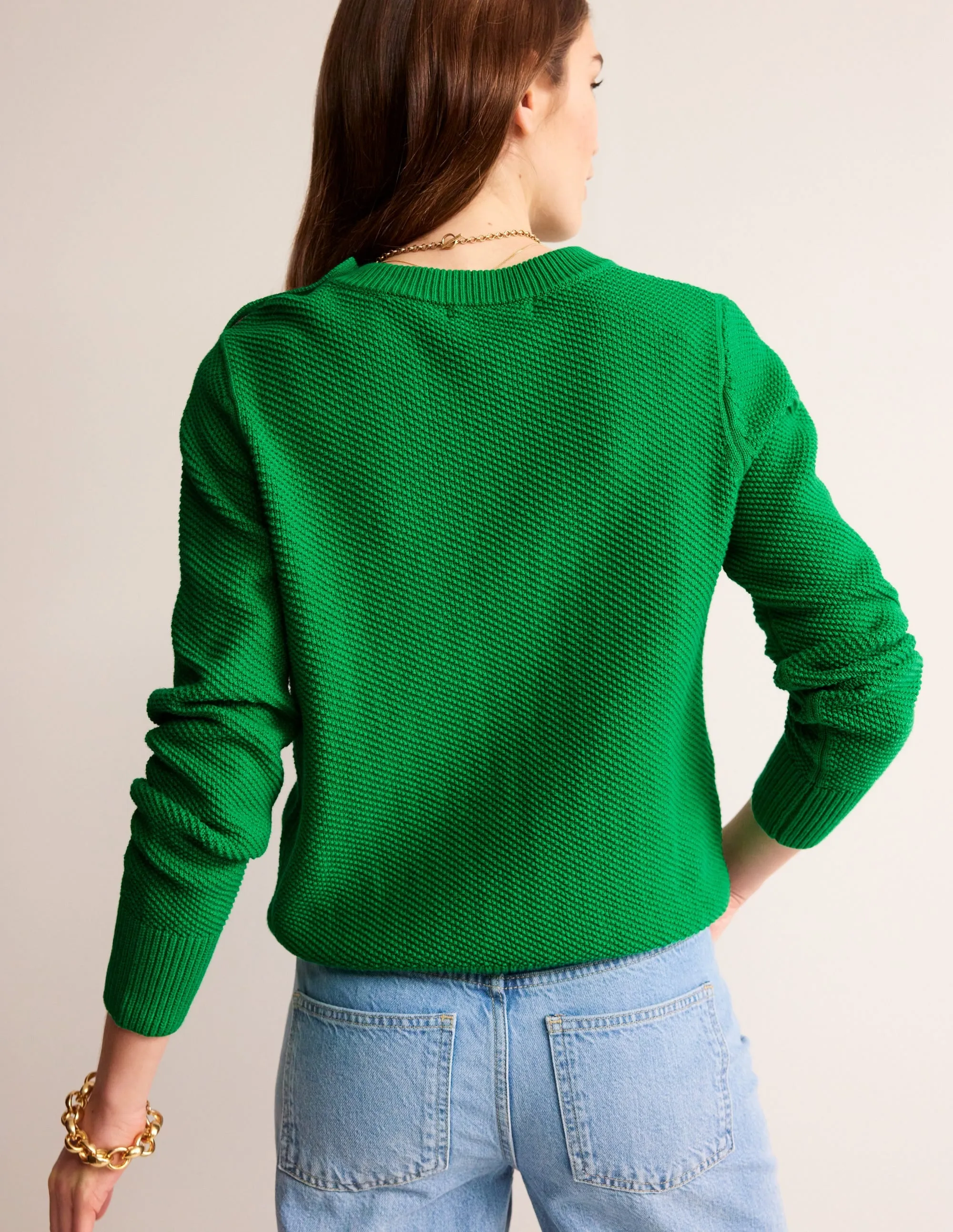 Button Detail Stitch Jumper-Bright Green