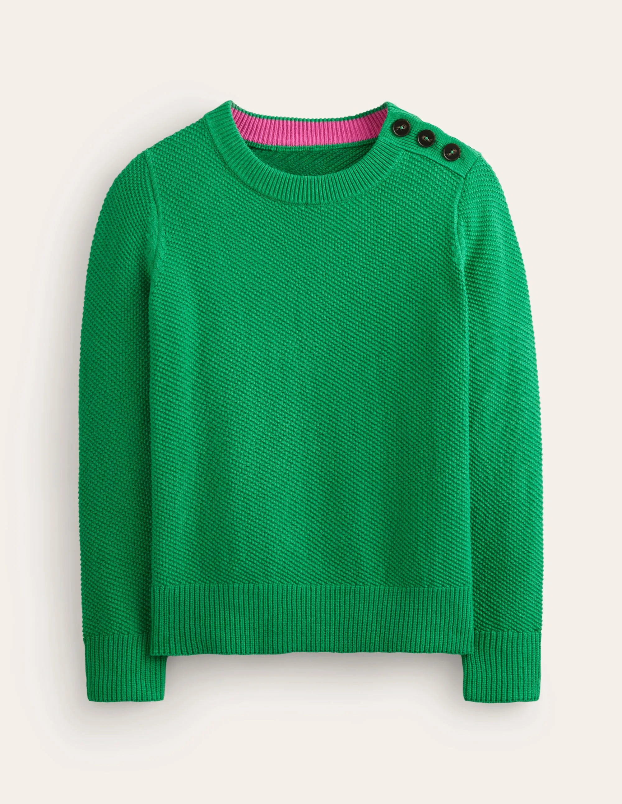 Button Detail Stitch Jumper-Bright Green