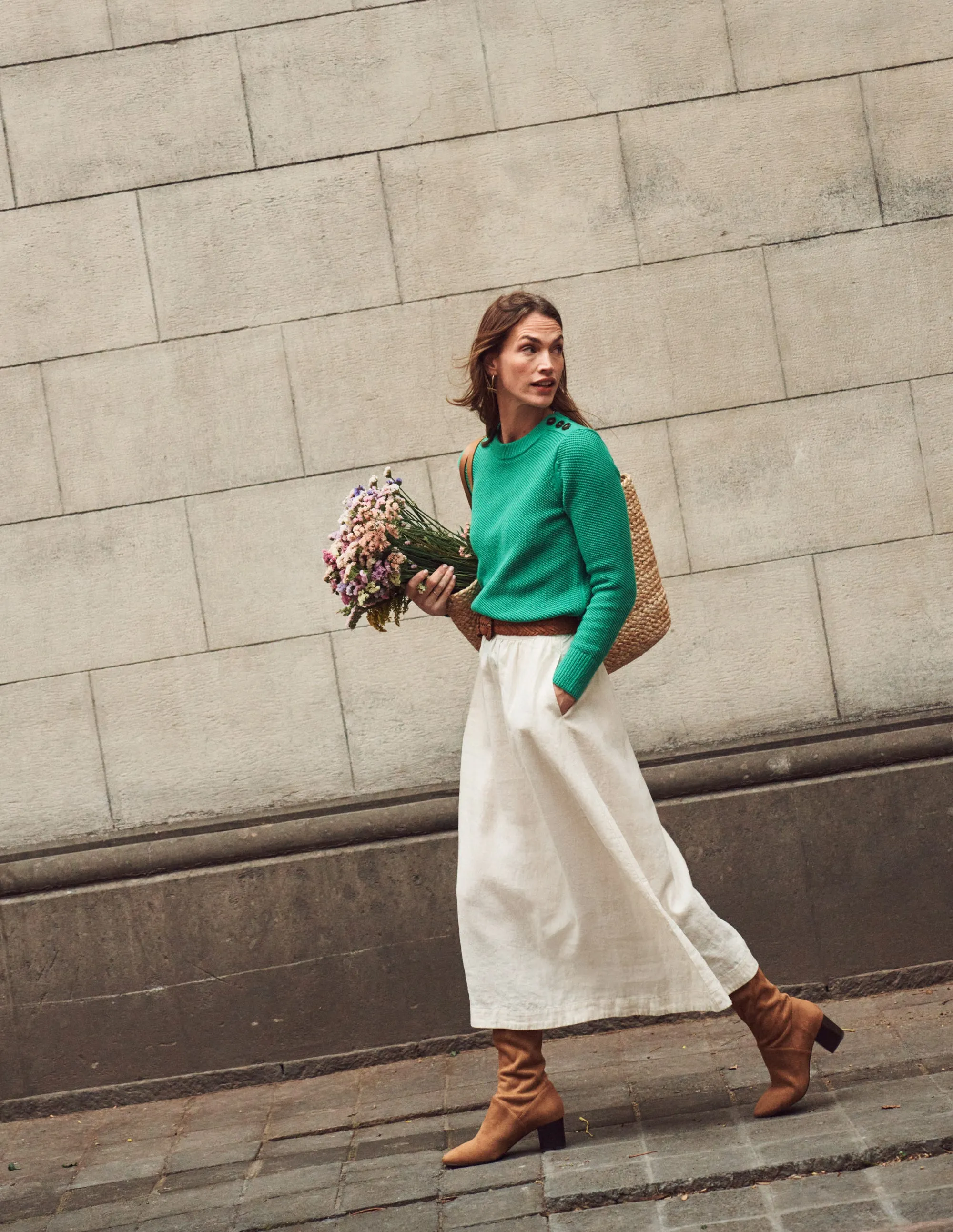 Button Detail Stitch Jumper-Bright Green