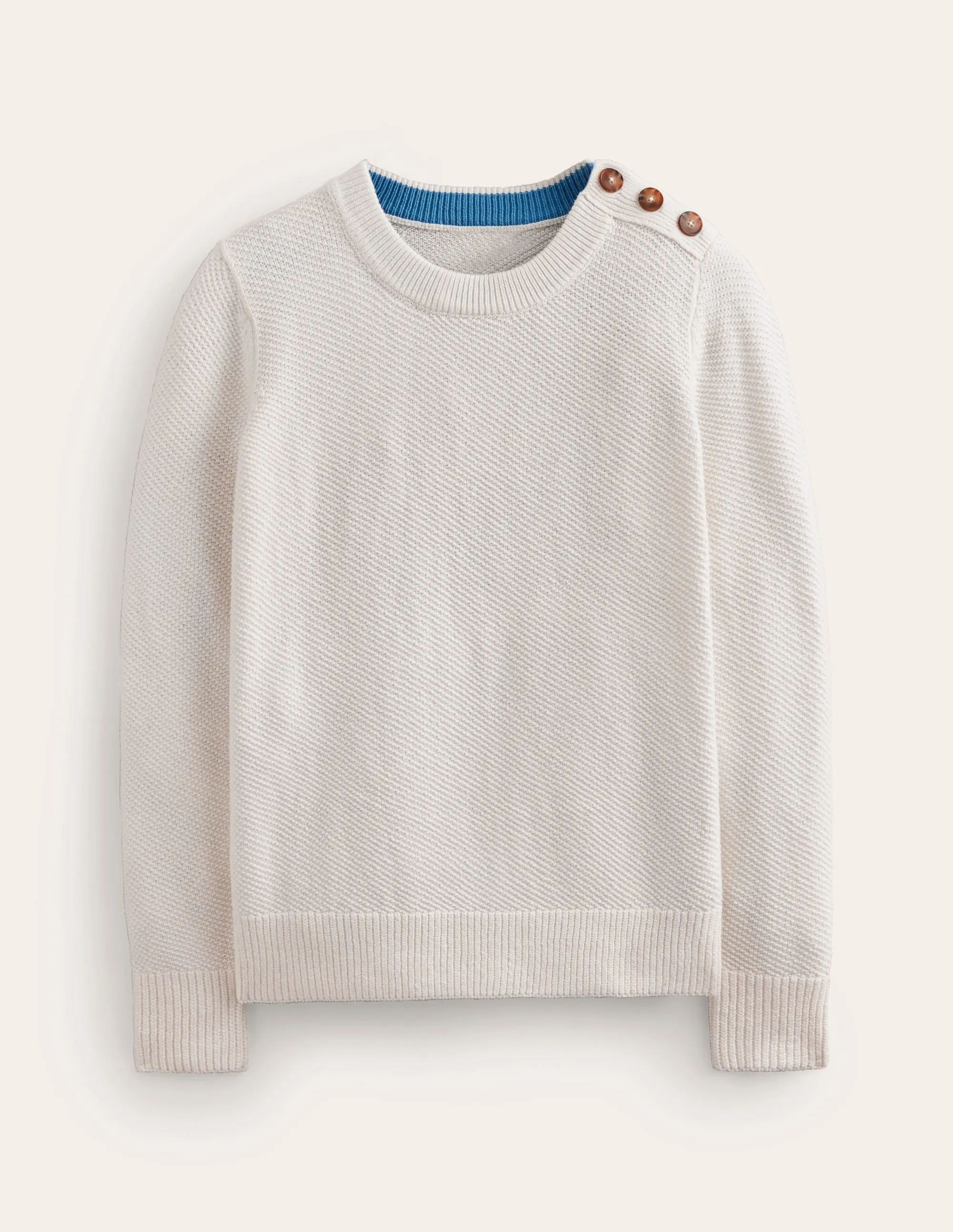 Button Detail Stitch Jumper-Warm Ivory