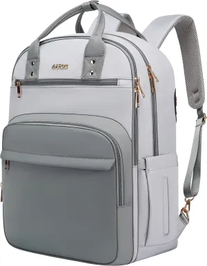 CAFELE Laptop Backpack Women Teacher Backpack Nurse Teen, 17.3 Inch Womens Work Backpack Waterproof Anti-theft Travel Back Pack with USB Port Grey-White
